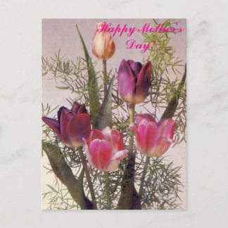 Een boeket roze tulpen in verschillende tinten,Gel Briefkaart