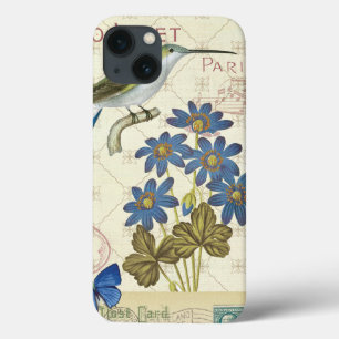 Een boeket van Blauwe Bloemen, Vogels en Vlinders Case-Mate iPhone Case