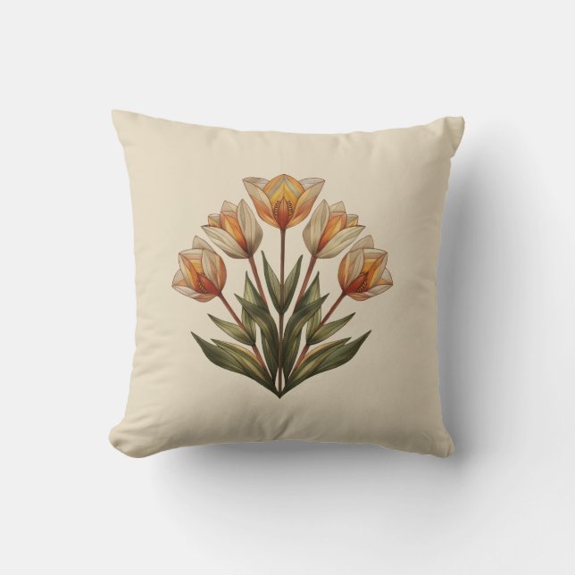 Een boeket van Crème Tulp Kussenworp  Kussen (Voorkant)
