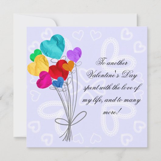 Een boeket van hart papier ballonnen valentijn's d feestdagenkaart (Voorkant)