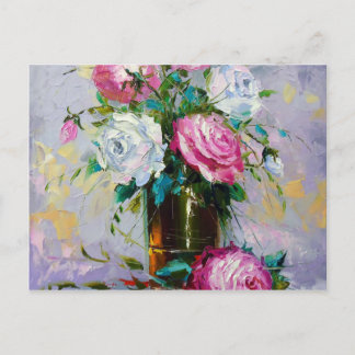 Een boeket van ochtendrozen briefkaart