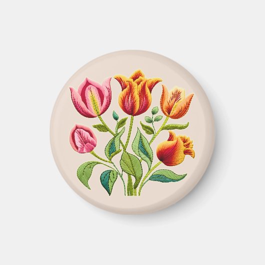 Een Boeket van Rode Tulpen Magneet (Voorkant)