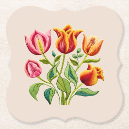 Een Boeket van Rode Tulpen Papieren Onderzetter