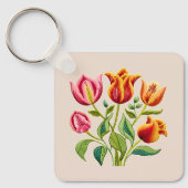 Een Boeket van Rode Tulpen Sleutelhanger (Voorkant)
