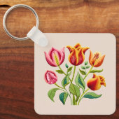 Een Boeket van Rode Tulpen Sleutelhanger (Voorkant)