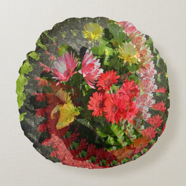 Een boeket voor jou..... rond kussen (Voorkant)