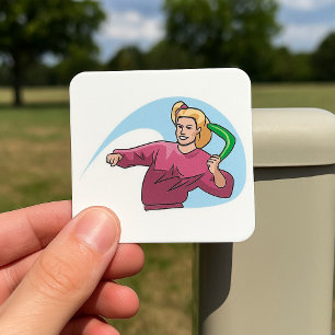 Een Boemerang Werpen Vierkante Sticker