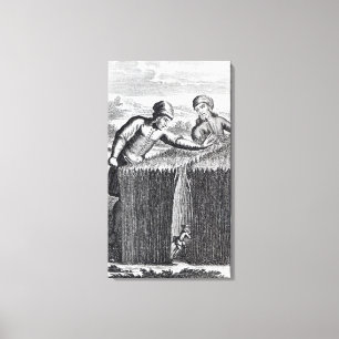Een boer ontdekt in canvas afdruk