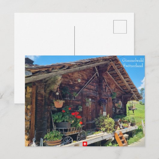Een Boerderij in Gimmelwald, Briefkaart Zwitserlan (Voorkant / Achterkant)