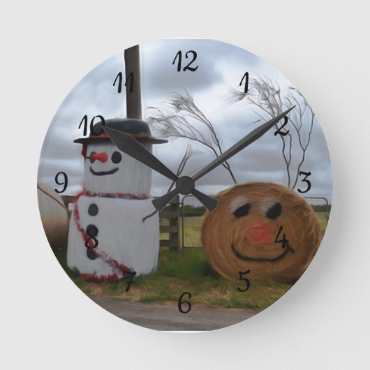 Een boerderij kerstklok ronde klok (Voorkant)