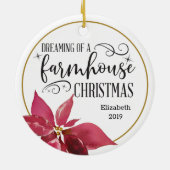 Een boerderij kerstpunsettia keramisch ornament (Achterkant)