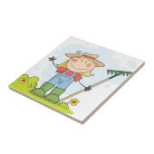 Een boerenmeisje met een gras tegeltje (Zijkant)