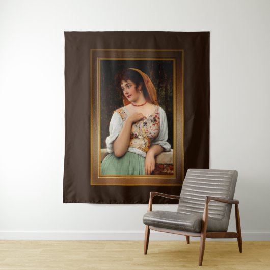 Een boerenschoonheid van Eugen von Blaas Wandkleed (In situ)