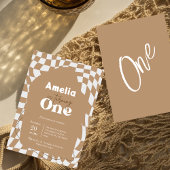 Eén! | Boho Checkered | Gingham | 1e verjaardag Kaart