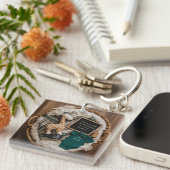 Een boho  leuke zwangerschapsaankondiging sleutelhanger (Voorkant Rechts)