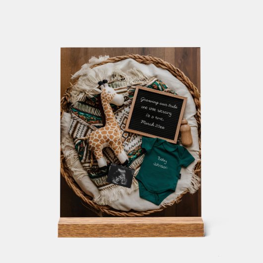 Een boho vintage zwangerschapsaankondiging leuk acryl bord (Voorkant)