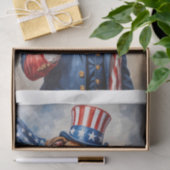 Een bokser hond als Uncle Sam met USA vlag - Tissuepapier (Geschenk)