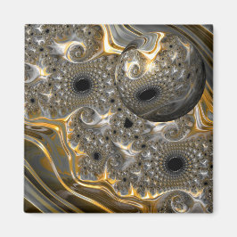 Een bolvormig ballet in zilveren en gouden magneet