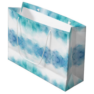 Een boodschappentas met een waterverf ontwerp in b groot cadeauzakje