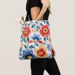 Een boodschappentas met zwarte hengsels heeft een  tote bag
