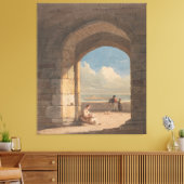 Een boog op Holy Island, Northumberland Canvas Afdruk (Insitu (Woonkamer))
