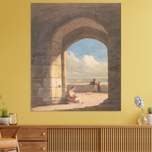 Een boog op Holy Island, Northumberland Canvas Afdruk (Insitu (Woonkamer))