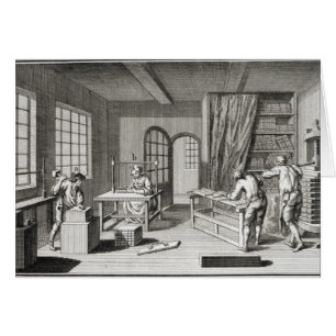 Een bookmakersworkshop, van de "Encyclopedie des