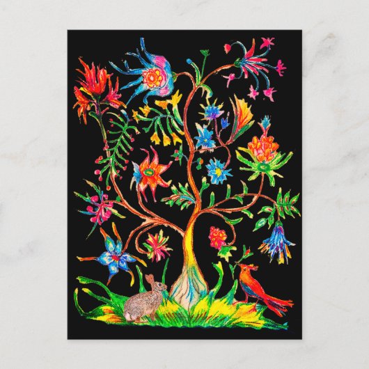 Een boom en fauna feestdagenkaart (Voorkant)