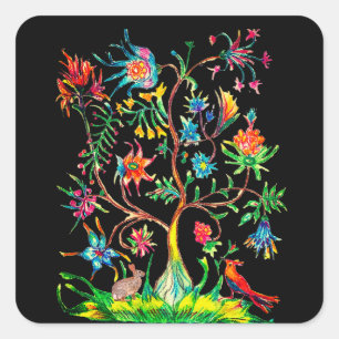 Een boom en fauna vierkante sticker