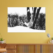 Een boom en struiken in sneeuw canvas afdruk (Insitu (Woonkamer))