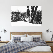 Een boom en struiken in sneeuw canvas afdruk (Insitu (Slaapkamer))