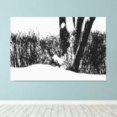 Een boom en struiken in sneeuw canvas afdruk (Insitu (Houten vloer))