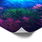 Een boom in blauw midden in de nacht poster (Hoek)