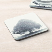 Een boom in Fog Black en White Drankjes Onderzetter (Linkerzijde)