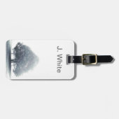 Een boom in mist bagagelabel (Voorkant horizontaal)