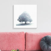 Een boom in mist canvas afdruk (Insitu (Woonkamer))