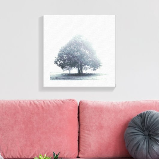 Een boom in mist canvas afdruk (Insitu (Woonkamer))