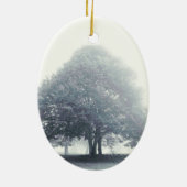 Een boom in mist keramisch ornament (Achterkant)