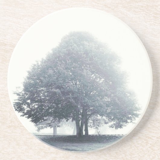 Een boom in mist zandsteen onderzetter (Voorkant)
