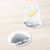 Een boom in mist zandsteen onderzetter (Zijkant)