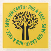 Een boom om onze aarde te redden glazen onderzetter (Voorkant)