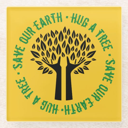 Een boom om onze aarde te redden glazen onderzetter (Voorkant)