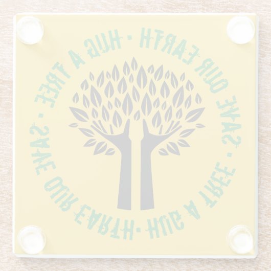 Een boom om onze aarde te redden glazen onderzetter (Achterkant)