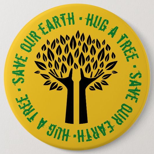 Een boom om onze aarde te redden ronde button 6,0 cm (Voorkant)
