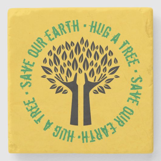 Een boom om onze aarde te redden stenen onderzetter (Voorkant)