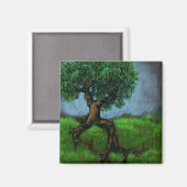 Een boom op een heuvel magneet (Voorkant / Achterkant)