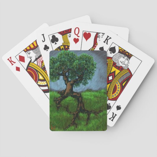 Een boom op een heuvel pokerkaarten (Achterkant)