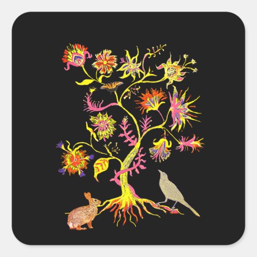 Een boom van het leven vierkante sticker (Voorkant)
