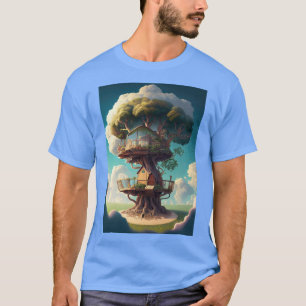 Een boomhut in de wolken op een zonnige dag zeker t-shirt
