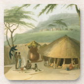 Een Boosh-Wannah Hut, bord 7 van 'African Scenery' Bier Onderzetter (Voorkant)